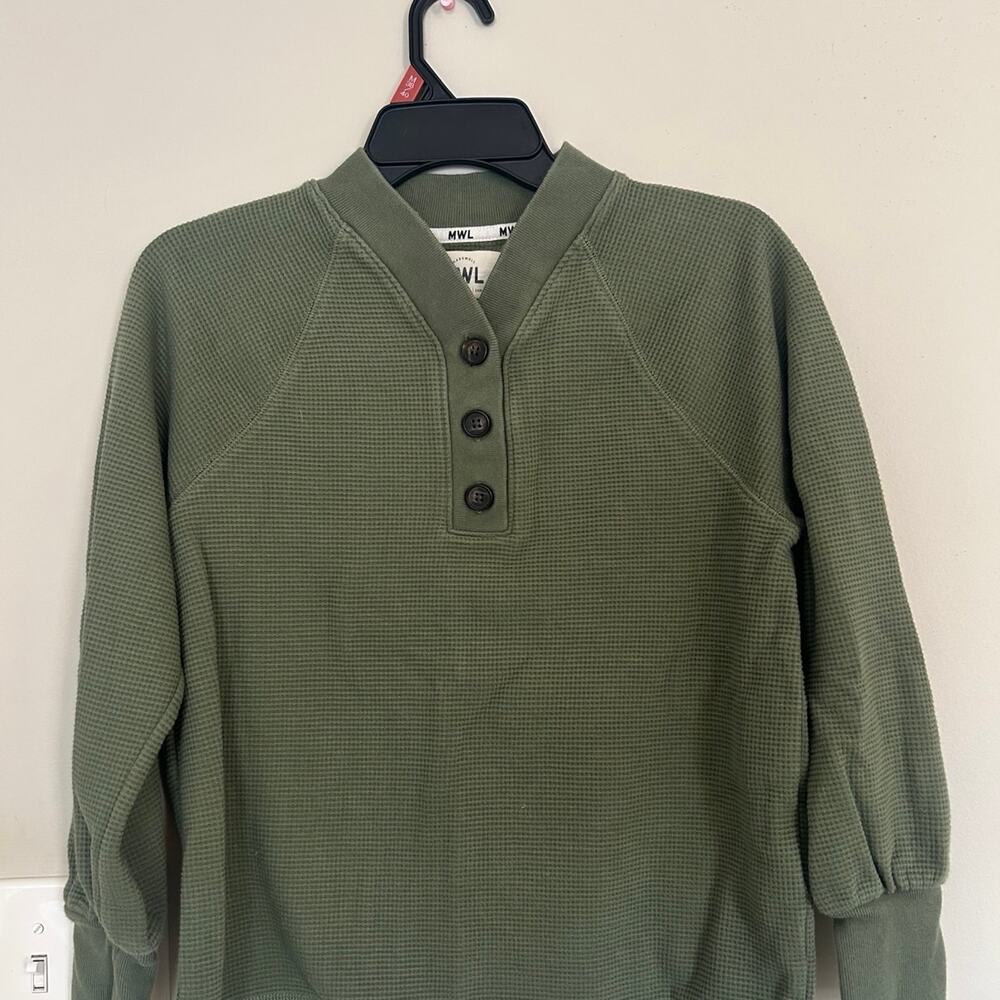 Madewell Women’s MWL Textured Waffle V-Neck Henley Sweatshirt Size XS